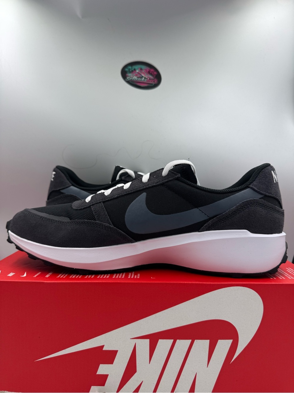 Nike Waffle Nav Black White Off Noir BRAND NEW Size 13 - Picture 6 of 8